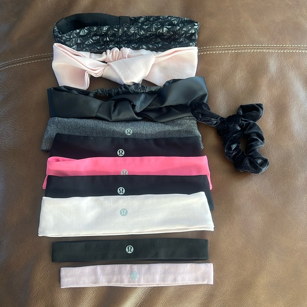 10 lululemon headbands and a scrunchie!